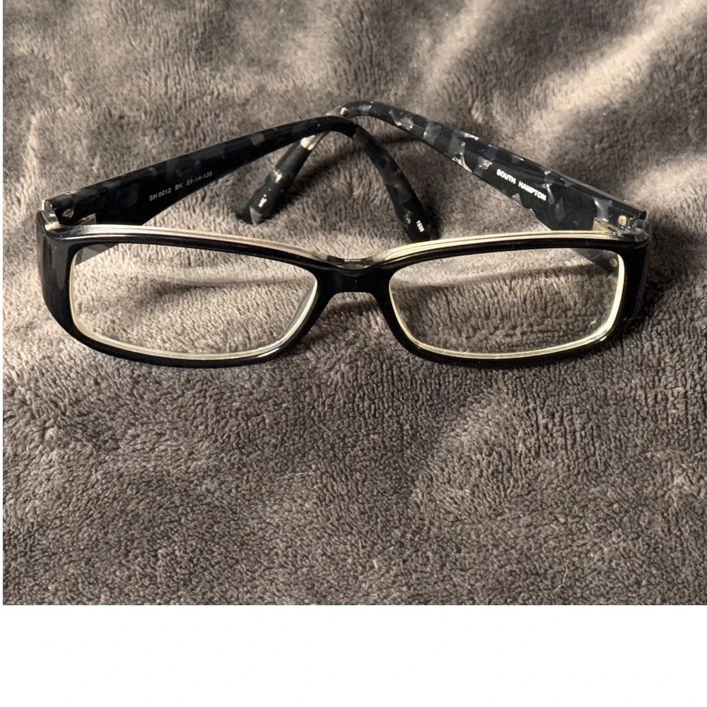 South Hampton SH0012 BK Eyeglass Frames Black Grey Marbled Rectangular 51-14-135